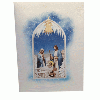 pop-up blauwe kerststal kaart